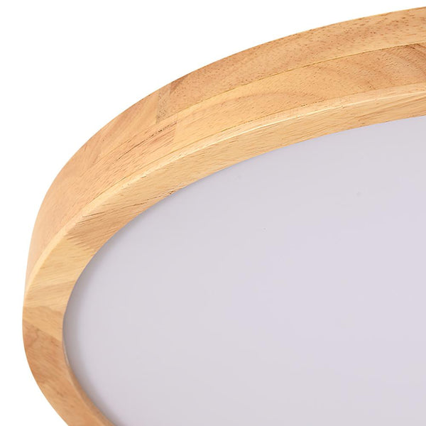 Scandinavian Wooden Round Dimmable LED Flush Mount