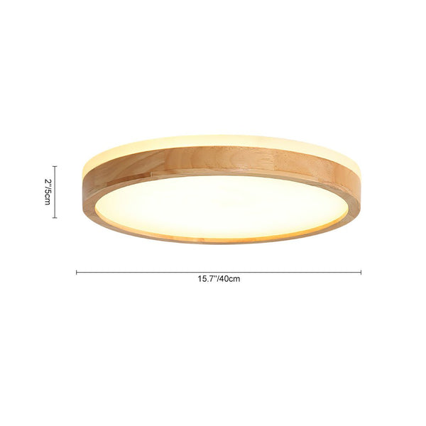 Scandinavian Wooden Round Dimmable LED Flush Mount