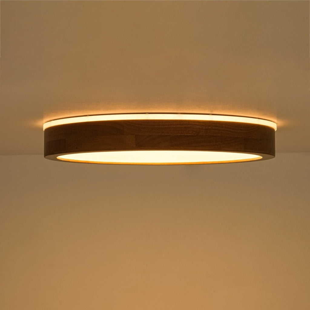 Scandinavian Wooden Round Dimmable LED Flush Mount
