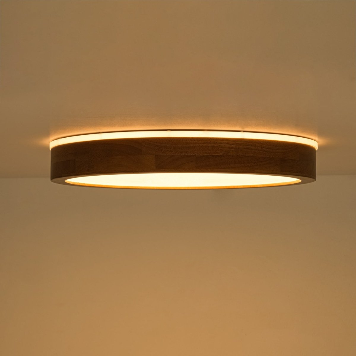 Scandinavian Wooden Round Dimmable LED Flush Mount