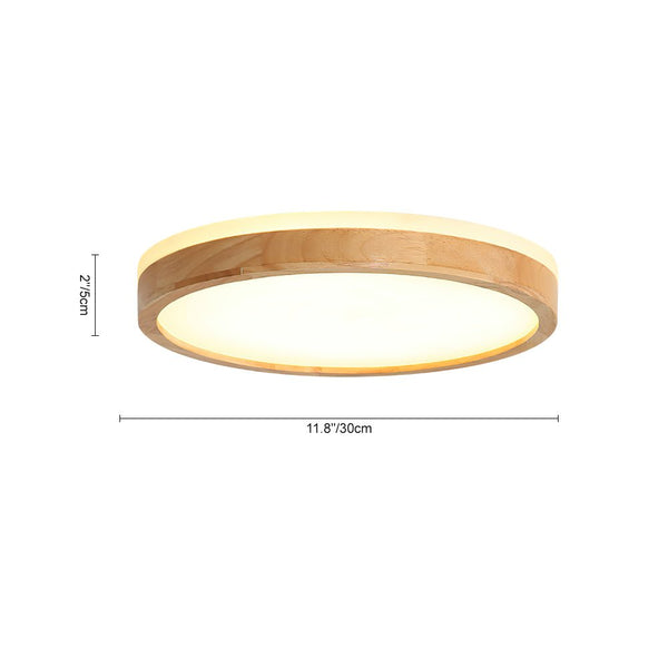 Scandinavian Wooden Round Dimmable LED Flush Mount