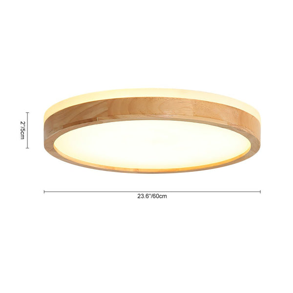 Scandinavian Wooden Round Dimmable LED Flush Mount