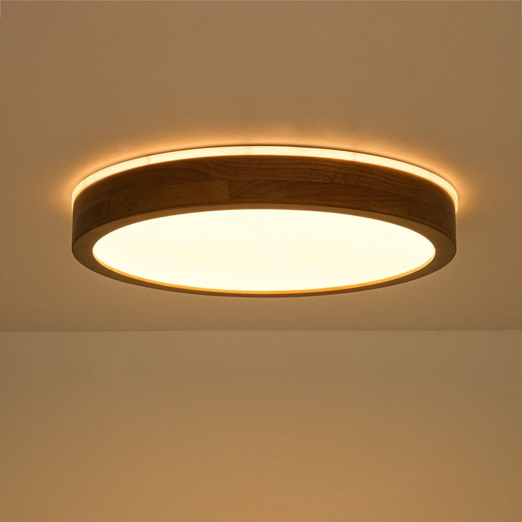 Scandinavian Wooden Round Dimmable LED Flush Mount