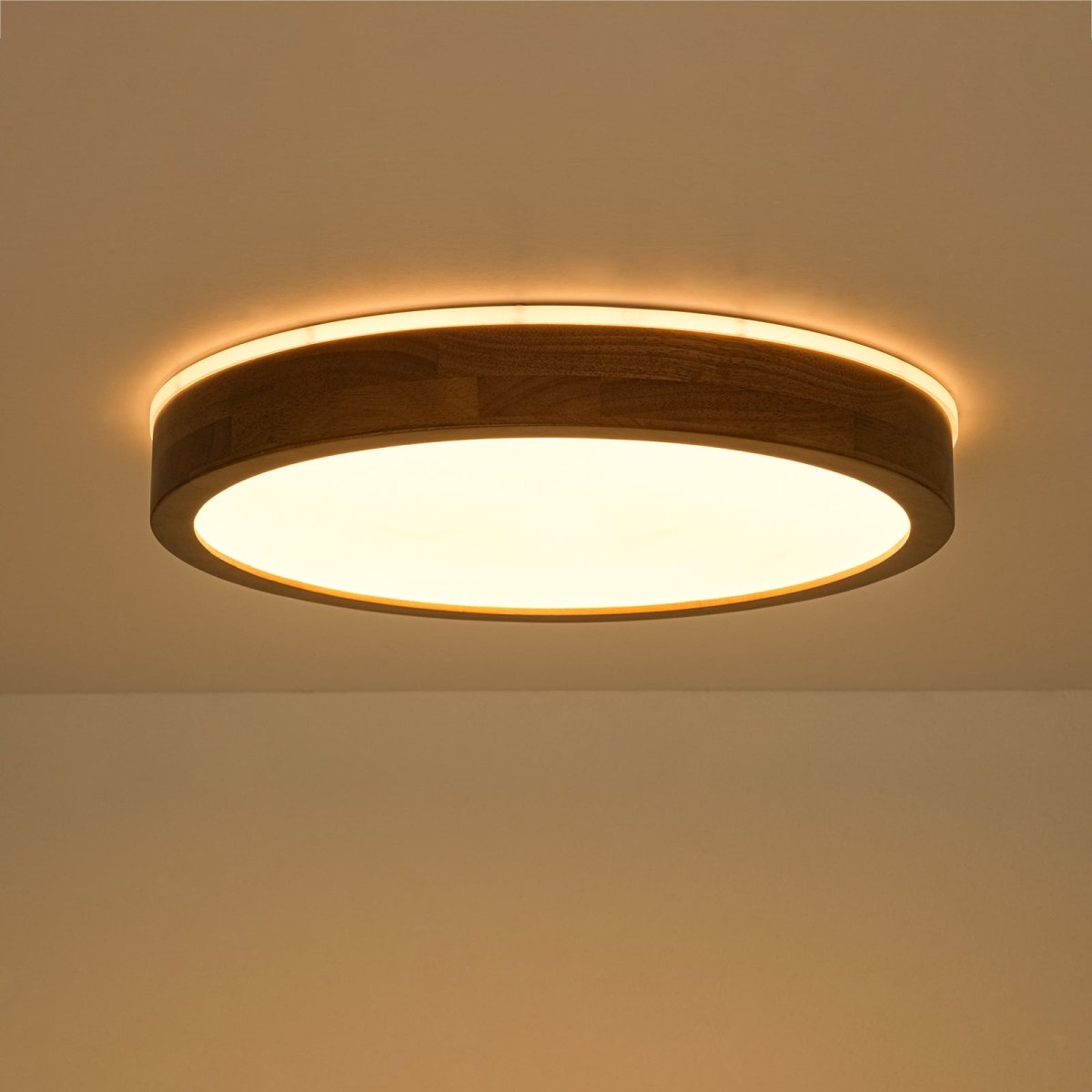 Scandinavian Wooden Round Dimmable LED Flush Mount