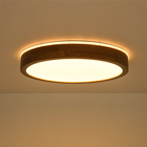 Scandinavian Wooden Round Dimmable LED Flush Mount