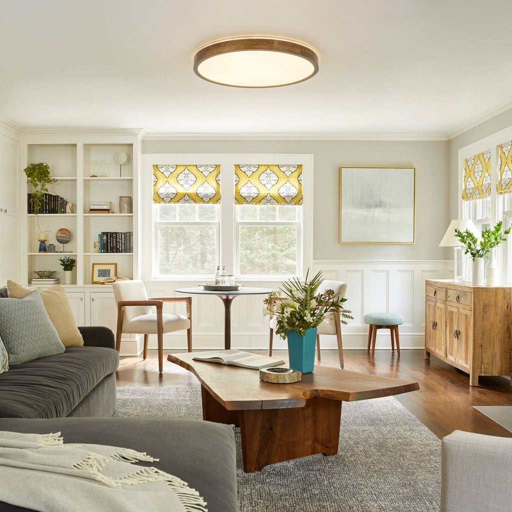 Scandinavian Wooden Round Dimmable LED Flush Mount