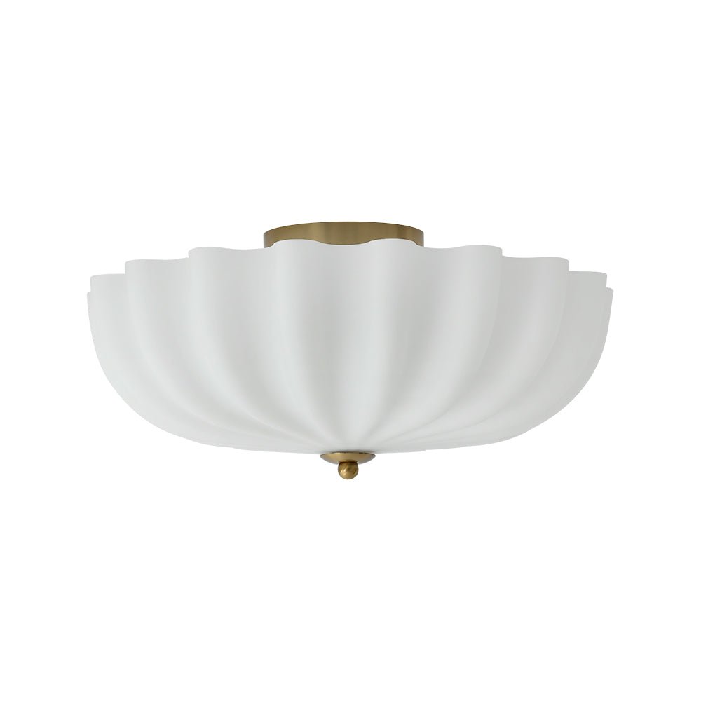 Modern 3-Light Ivory White Daisy Glass Semi-Flush Mount