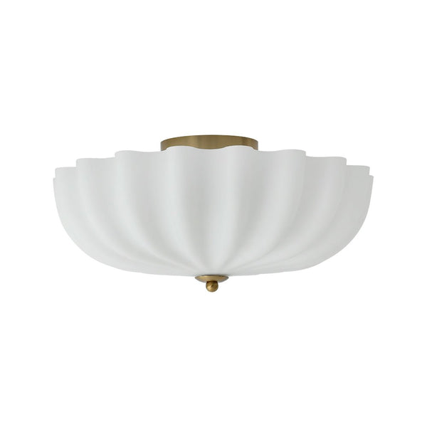 Modern 3-Light Ivory White Daisy Glass Semi-Flush Mount