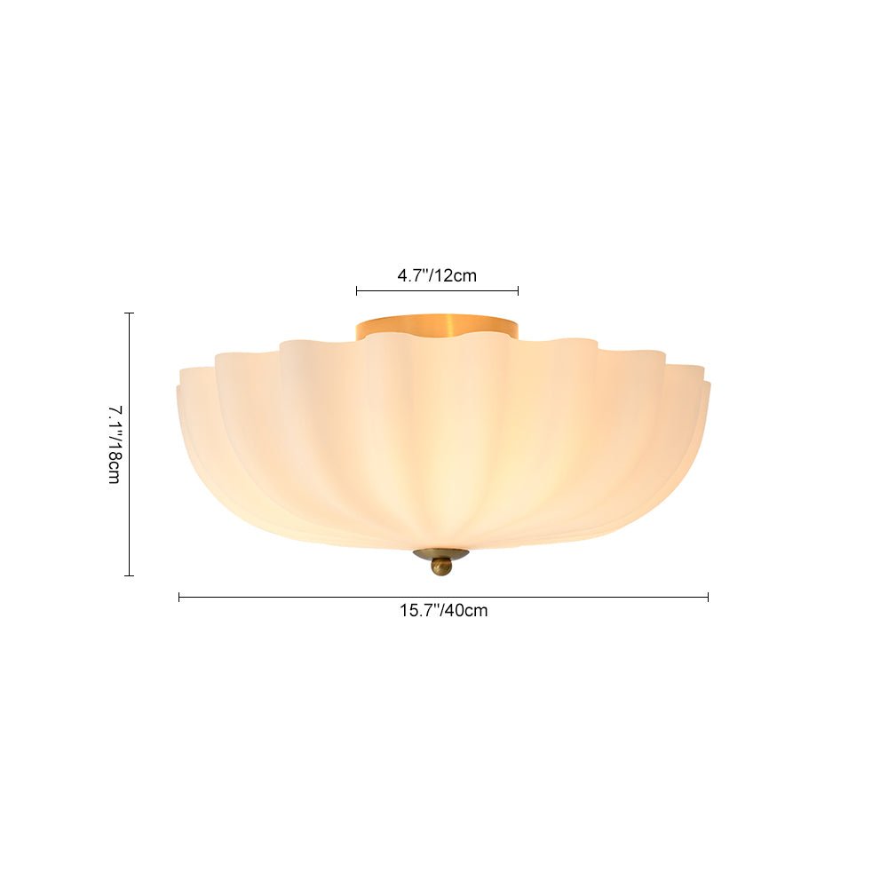 Modern 3-Light Ivory White Daisy Glass Semi-Flush Mount