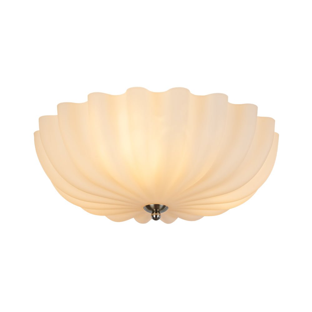 Modern 3-Light Ivory White Daisy Glass Semi-Flush Mount