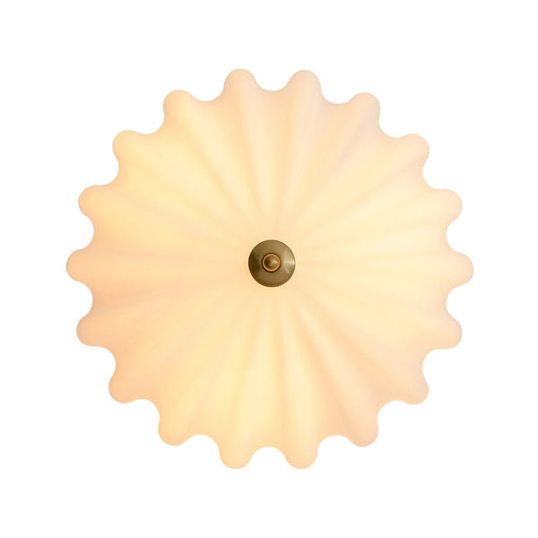 Modern 3-Light Ivory White Daisy Glass Semi-Flush Mount