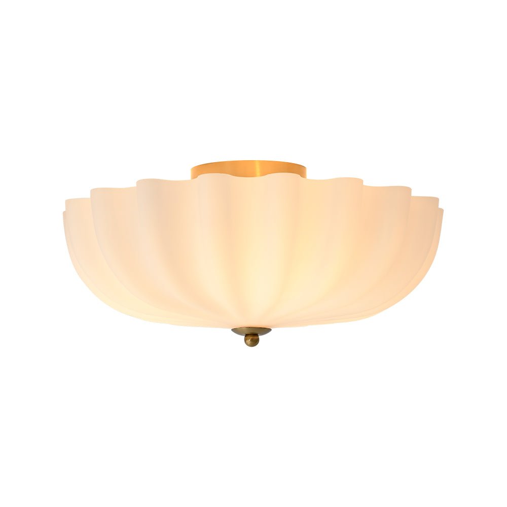 Modern 3-Light Ivory White Daisy Glass Semi-Flush Mount