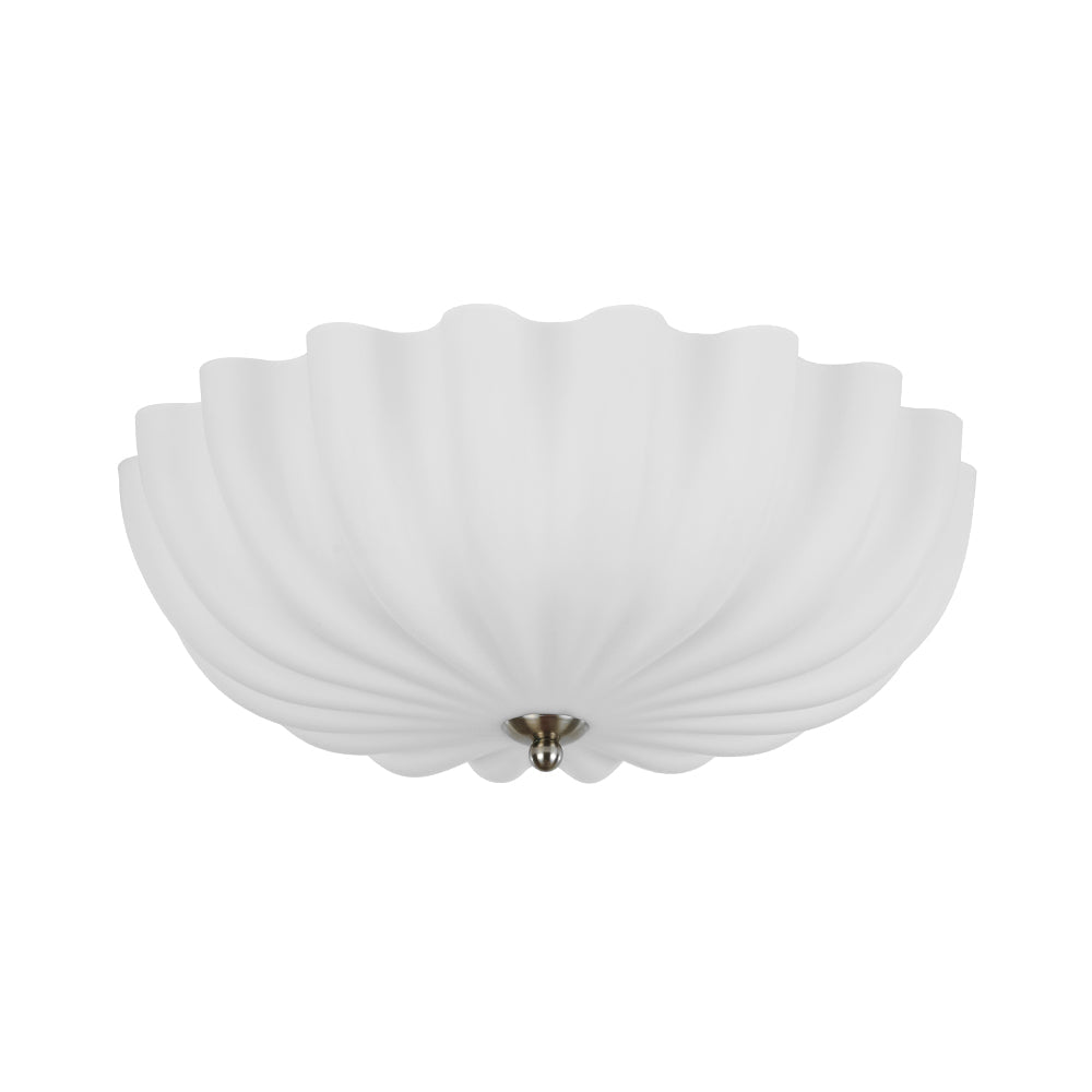 Modern 3-Light Ivory White Daisy Glass Semi-Flush Mount