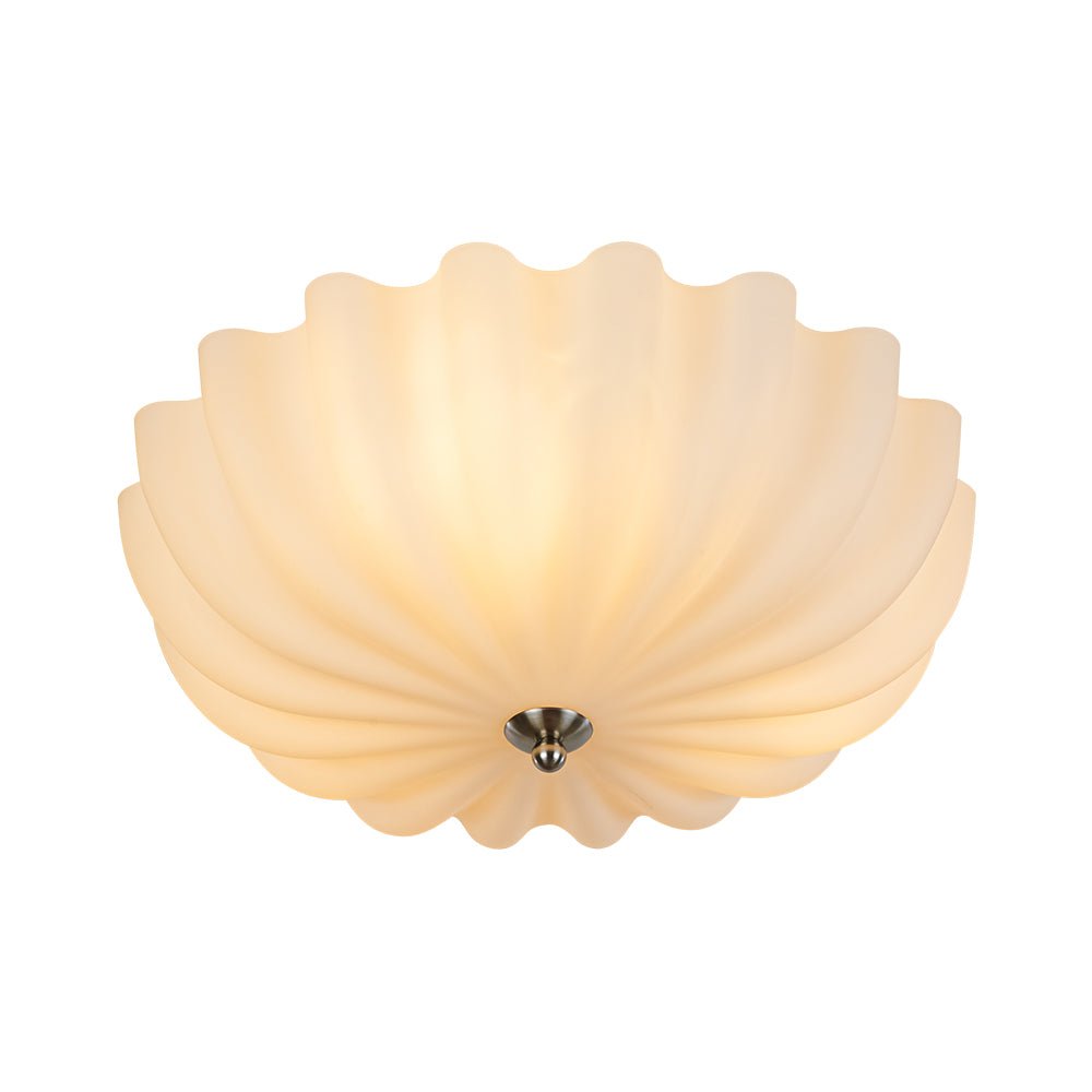 Modern 3-Light Ivory White Daisy Glass Semi-Flush Mount