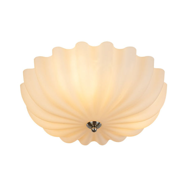 Modern 3-Light Ivory White Daisy Glass Semi-Flush Mount