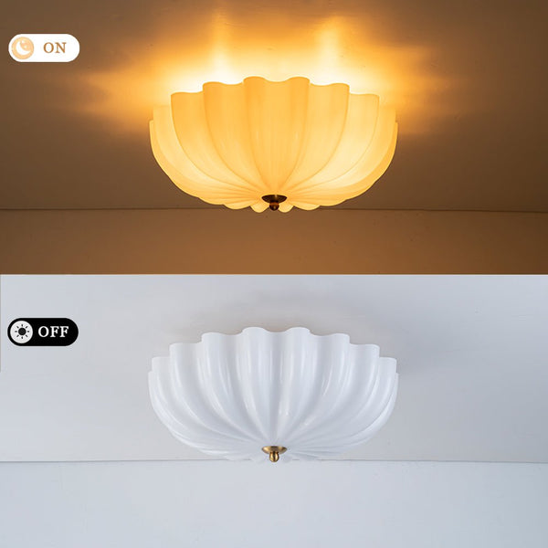 Modern 3-Light Ivory White Daisy Glass Semi-Flush Mount
