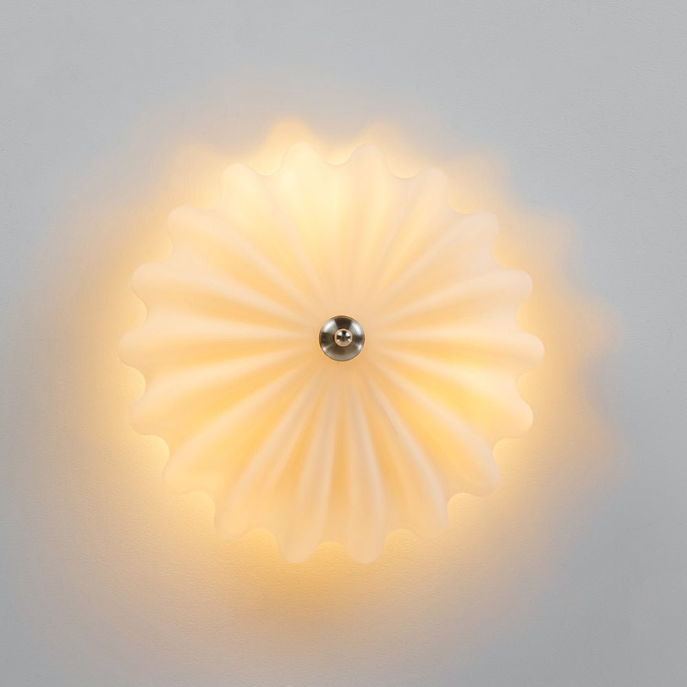 Modern 3-Light Ivory White Daisy Glass Semi-Flush Mount