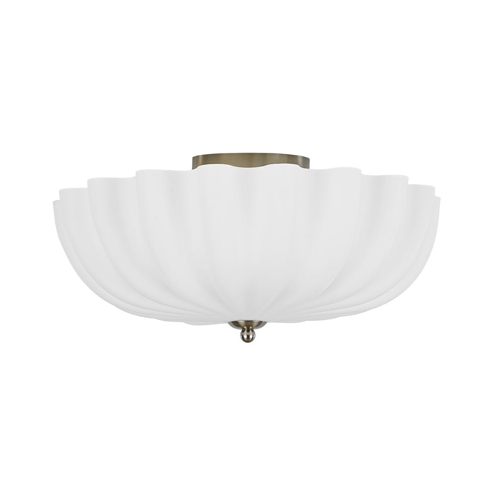 Modern 3-Light Ivory White Daisy Glass Semi-Flush Mount