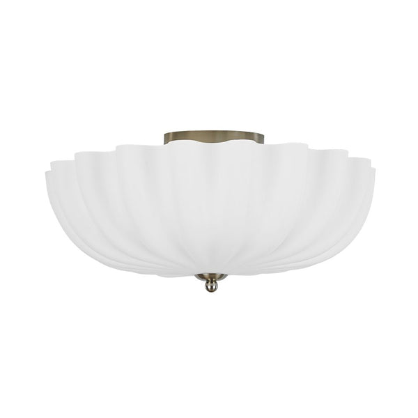 Modern 3-Light Ivory White Daisy Glass Semi-Flush Mount