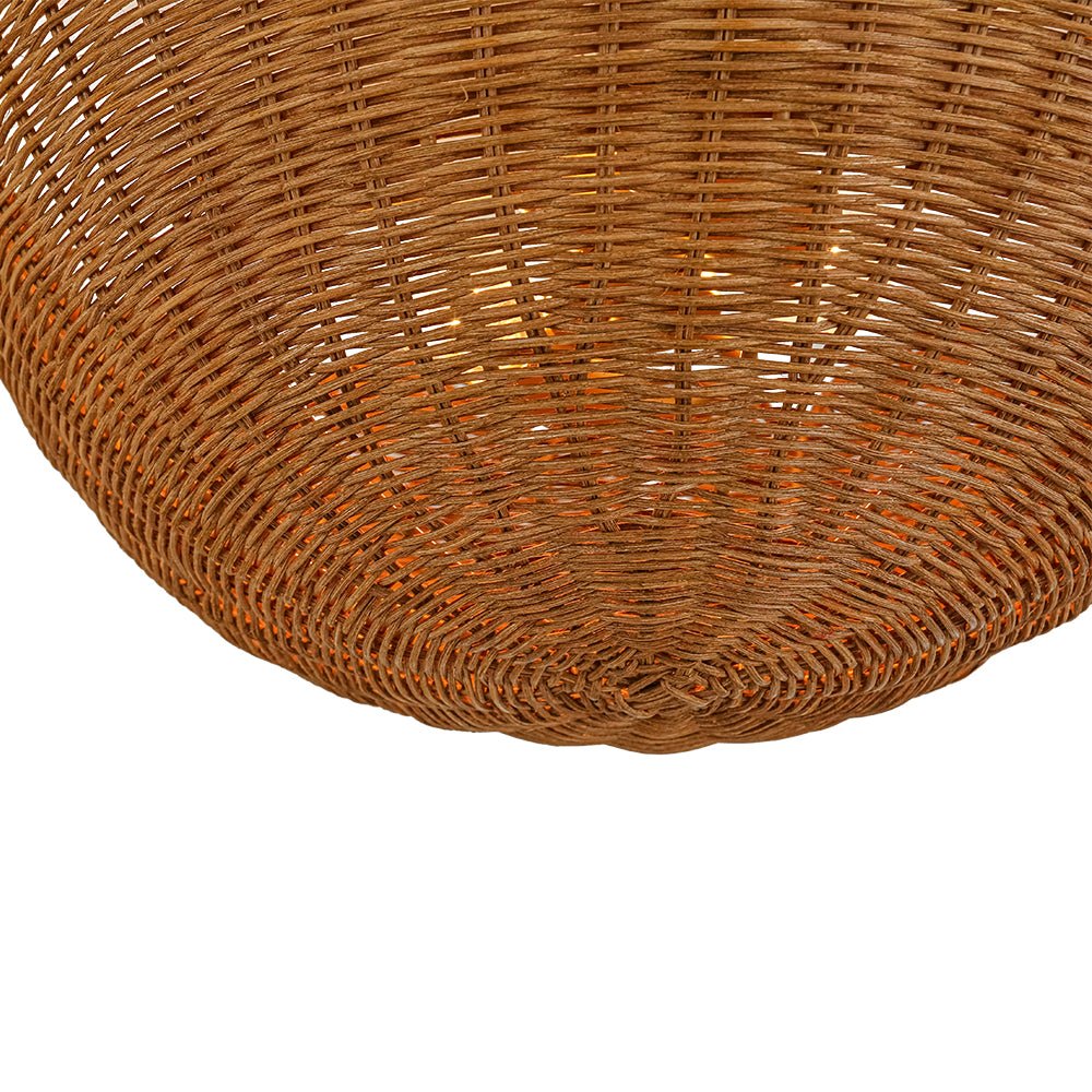 2-Light Scalloped Tulip Woven Basket Semi-Flush Mount