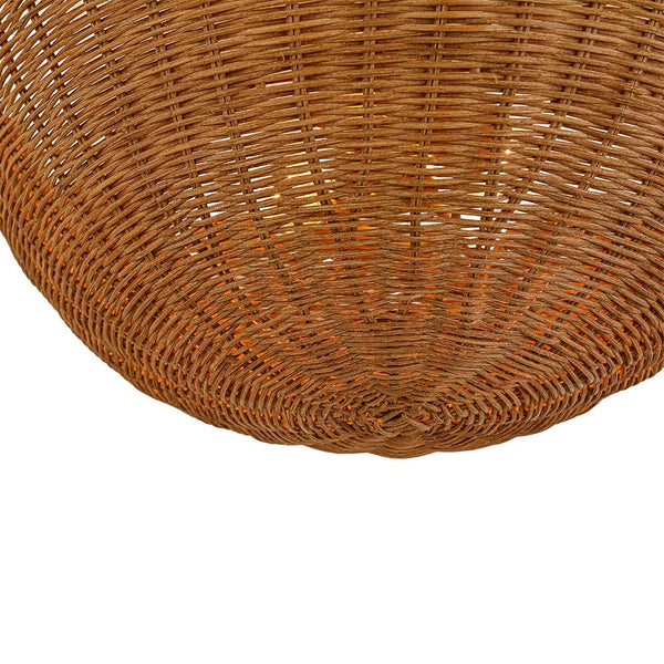 2-Light Scalloped Tulip Woven Basket Semi-Flush Mount