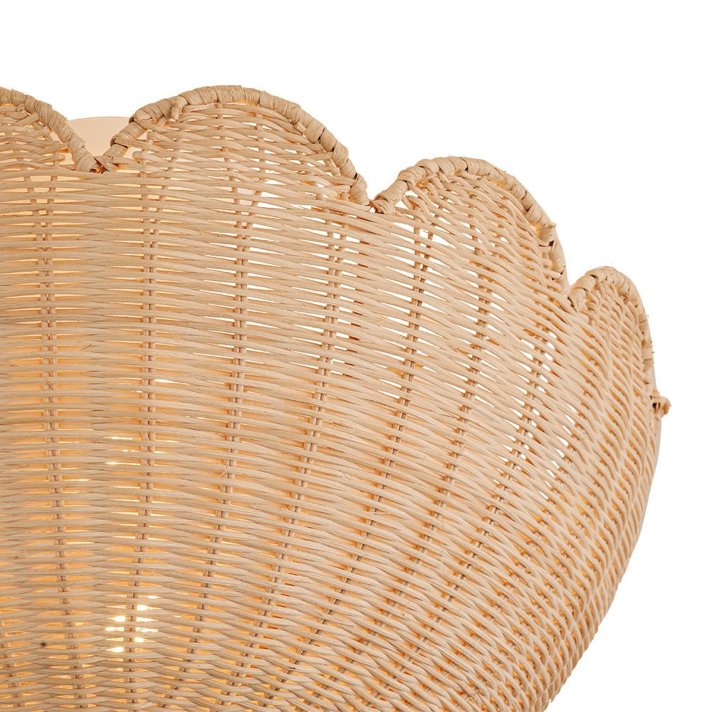 2-Light Scalloped Tulip Woven Basket Semi-Flush Mount