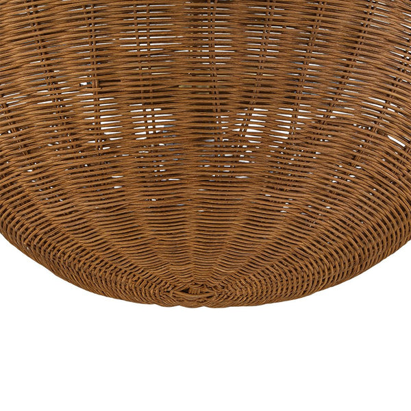 3-Light Scalloped Hand-Woven Rattan Floral Basket Semi-Flush Mount