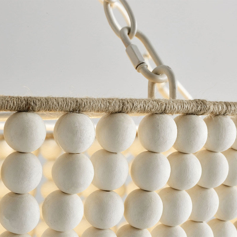 Handwoven Gemelina Wood Beaded Chandelier Bohomian Pendant Light