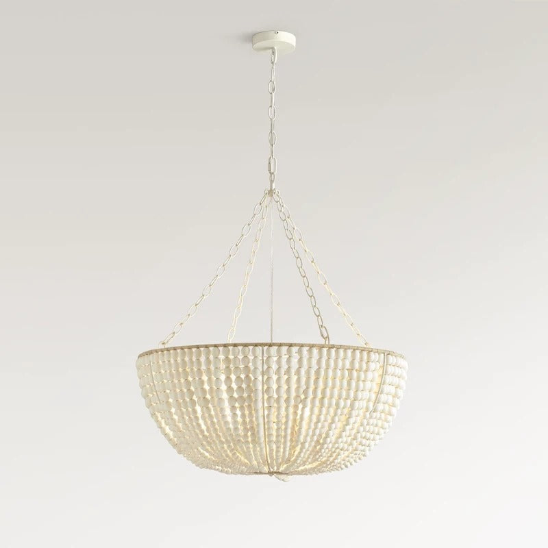 Handwoven Gemelina Wood Beaded Chandelier Bohomian Pendant Light
