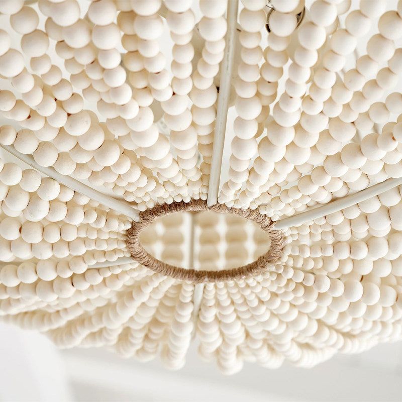 Handwoven Gemelina Wood Beaded Chandelier Bohomian Pendant Light