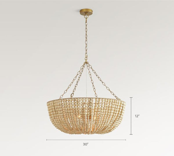 Handwoven Gemelina Wood Beaded Chandelier Bohomian Pendant Light