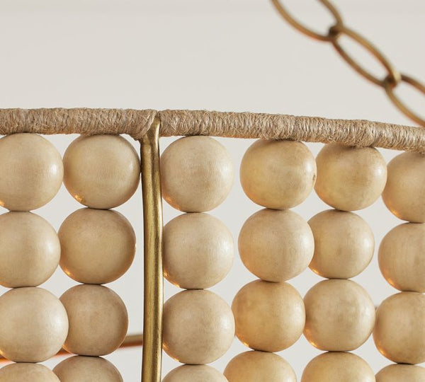 Handwoven Gemelina Wood Beaded Chandelier Bohomian Pendant Light