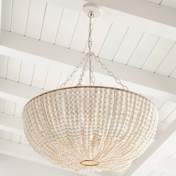 Handwoven Gemelina Wood Beaded Chandelier Bohomian Pendant Light