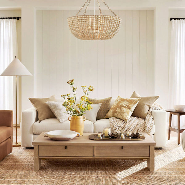 Handwoven Gemelina Wood Beaded Chandelier Bohomian Pendant Light