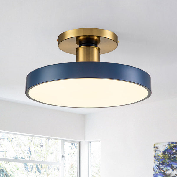 Modern Minimalist LED Drum Semi Flush Mount