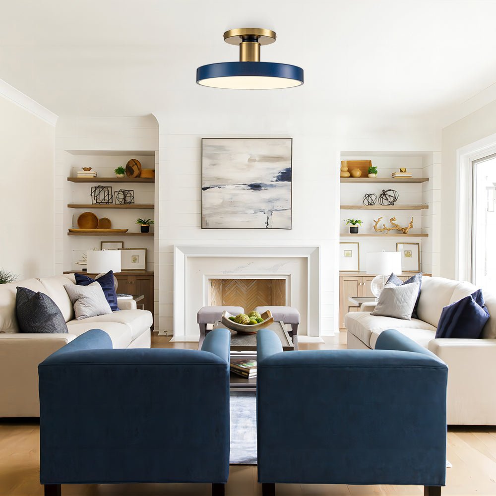 Modern Minimalist LED Drum Semi Flush Mount Main image