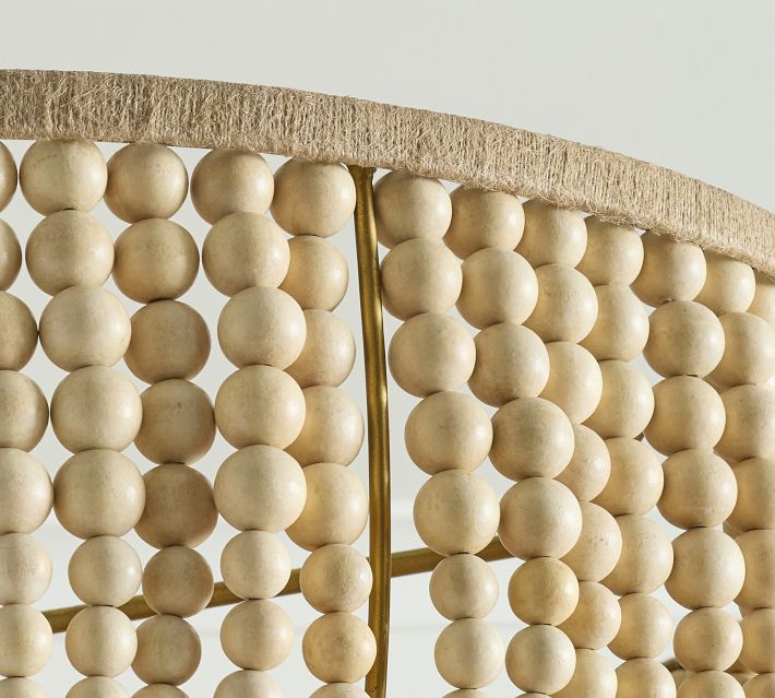Bohemian Wood Beaded Chandelier Handwoven Pendant Light
