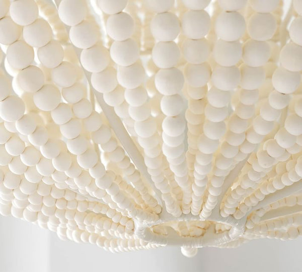 Bohemian Wood Beaded Chandelier Handwoven Pendant Light