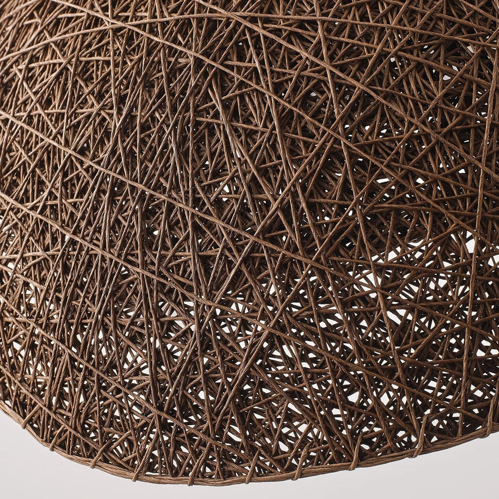 Boho Brown Rattan Hand-Woven Cloche Hanging Chandelier