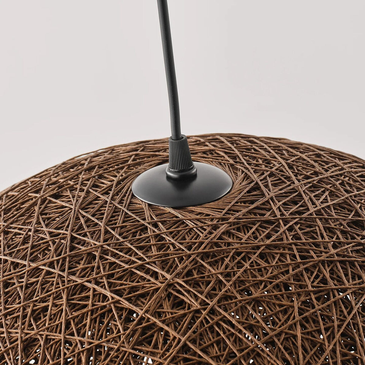 Boho Brown Rattan Hand-Woven Cloche Hanging Chandelier