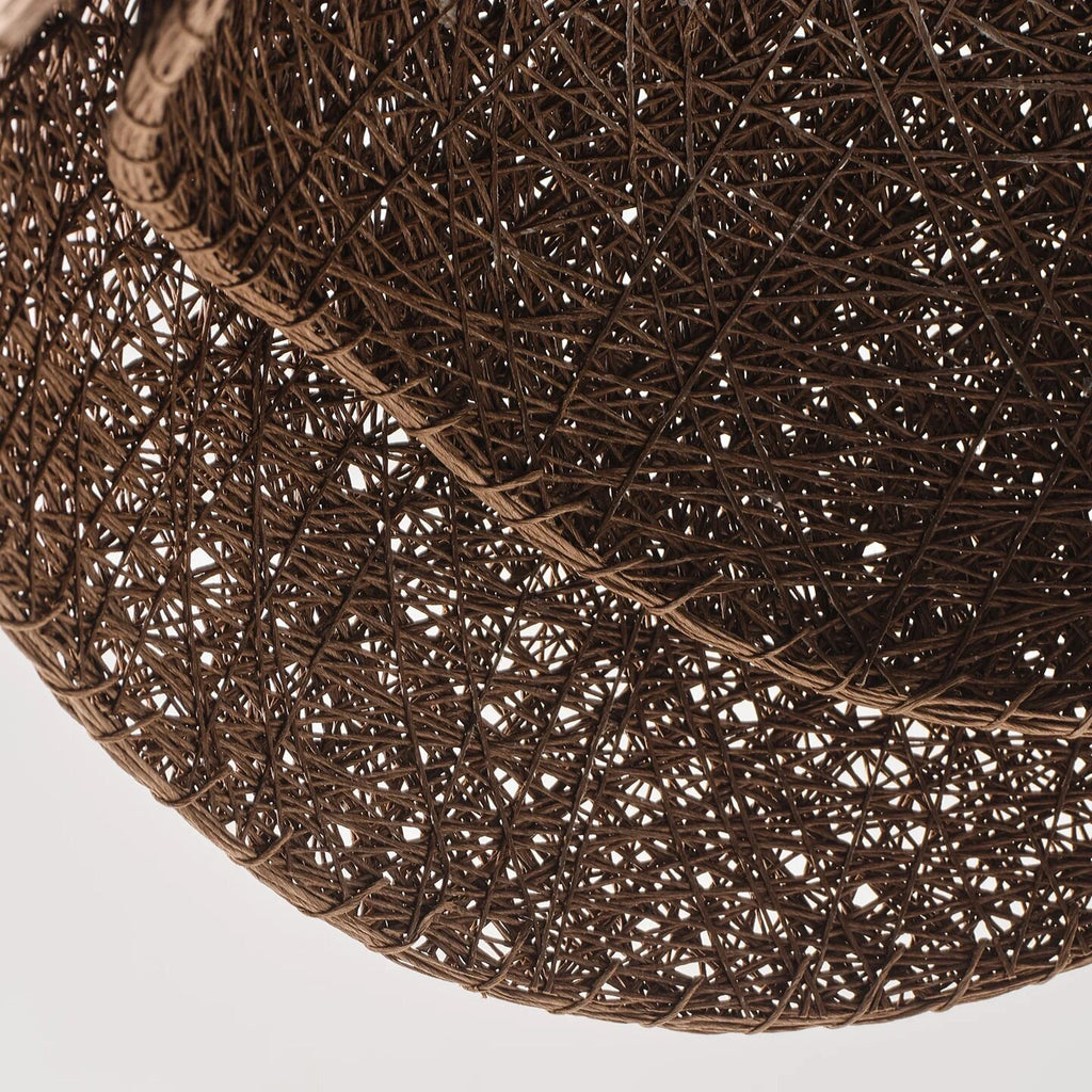 Boho Brown Rattan Hand-Woven Cloche Hanging Chandelier