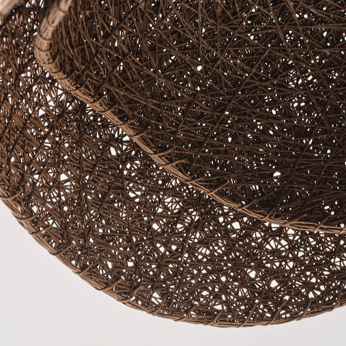 Boho Brown Rattan Hand-Woven Cloche Hanging Chandelier