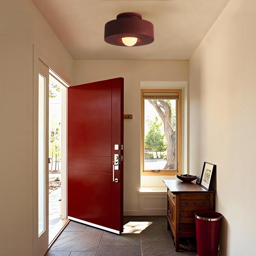 Nordic 1-Light Hat-Shape Semi-Flush Mount Ceiling Light