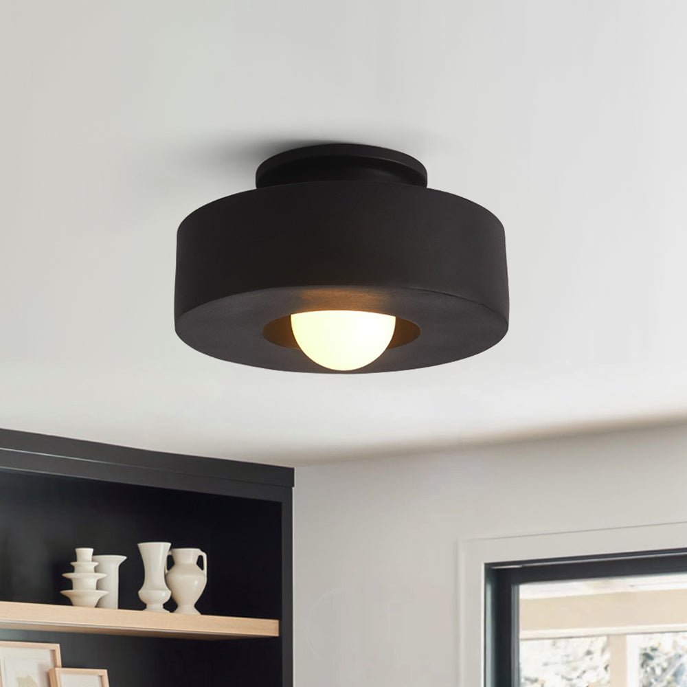 Nordic 1-Light Hat-Shape Semi-Flush Mount Ceiling Light