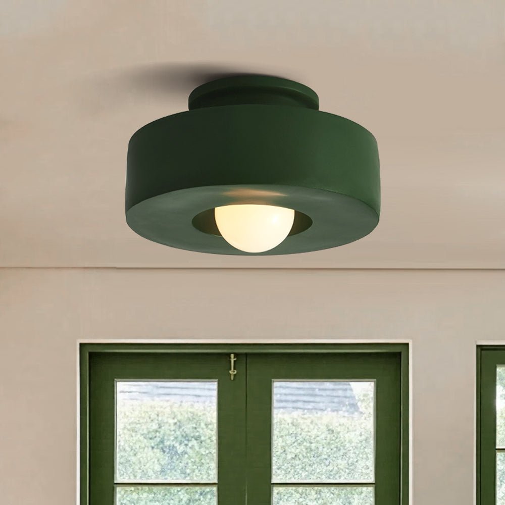 Nordic 1-Light Hat-Shape Semi-Flush Mount Ceiling Light