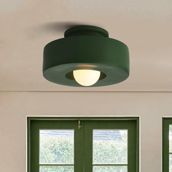 Nordic 1-Light Hat-Shape Semi-Flush Mount Ceiling Light