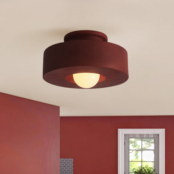 Nordic 1-Light Hat-Shape Semi-Flush Mount Ceiling Light