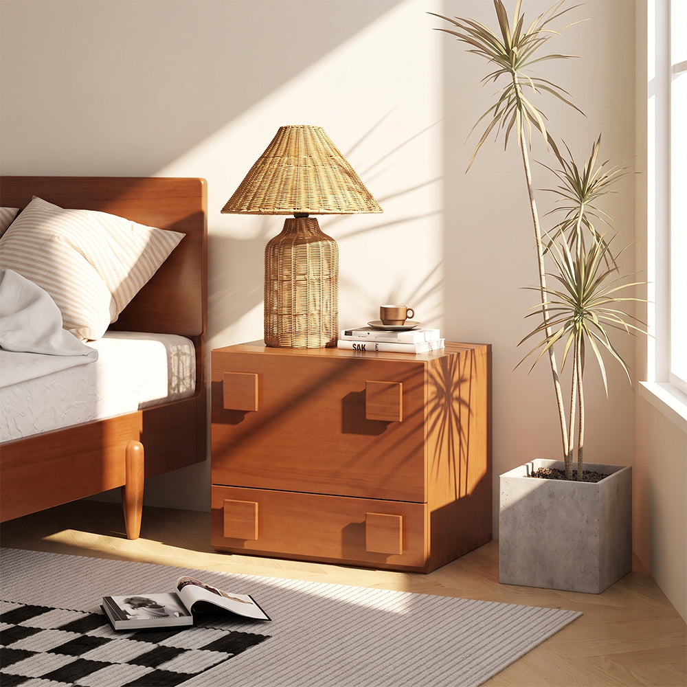Boho Woven Rattan Table Lamp Organic Natural Lighting