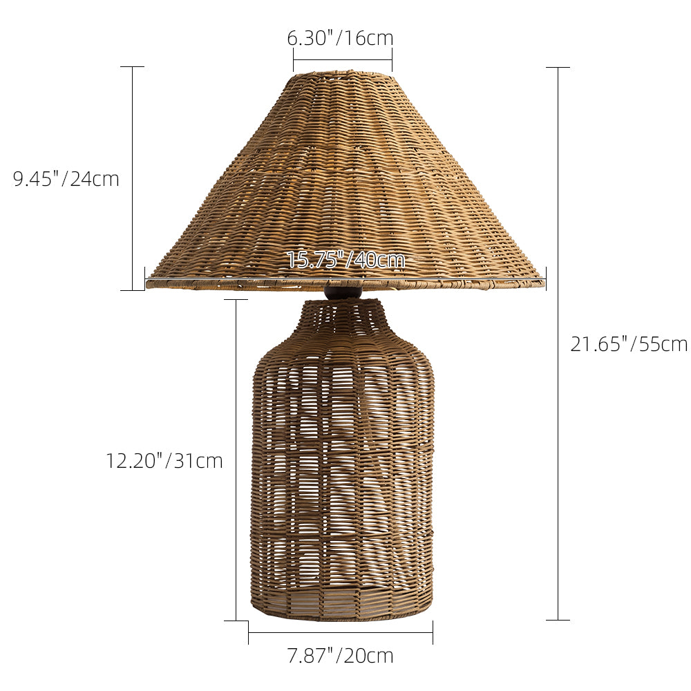 Boho Woven Rattan Table Lamp Organic Natural Lighting