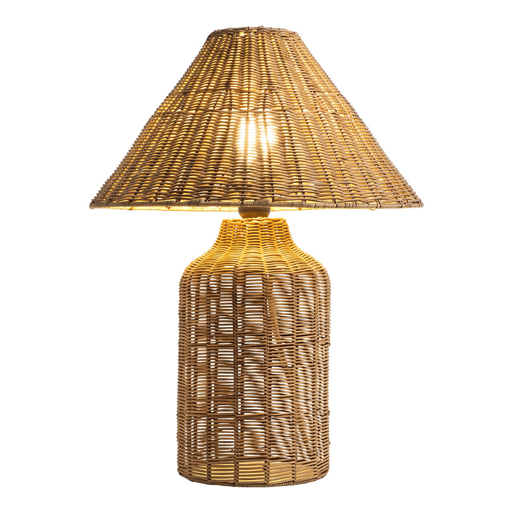 Boho Woven Rattan Table Lamp Organic Natural Lighting